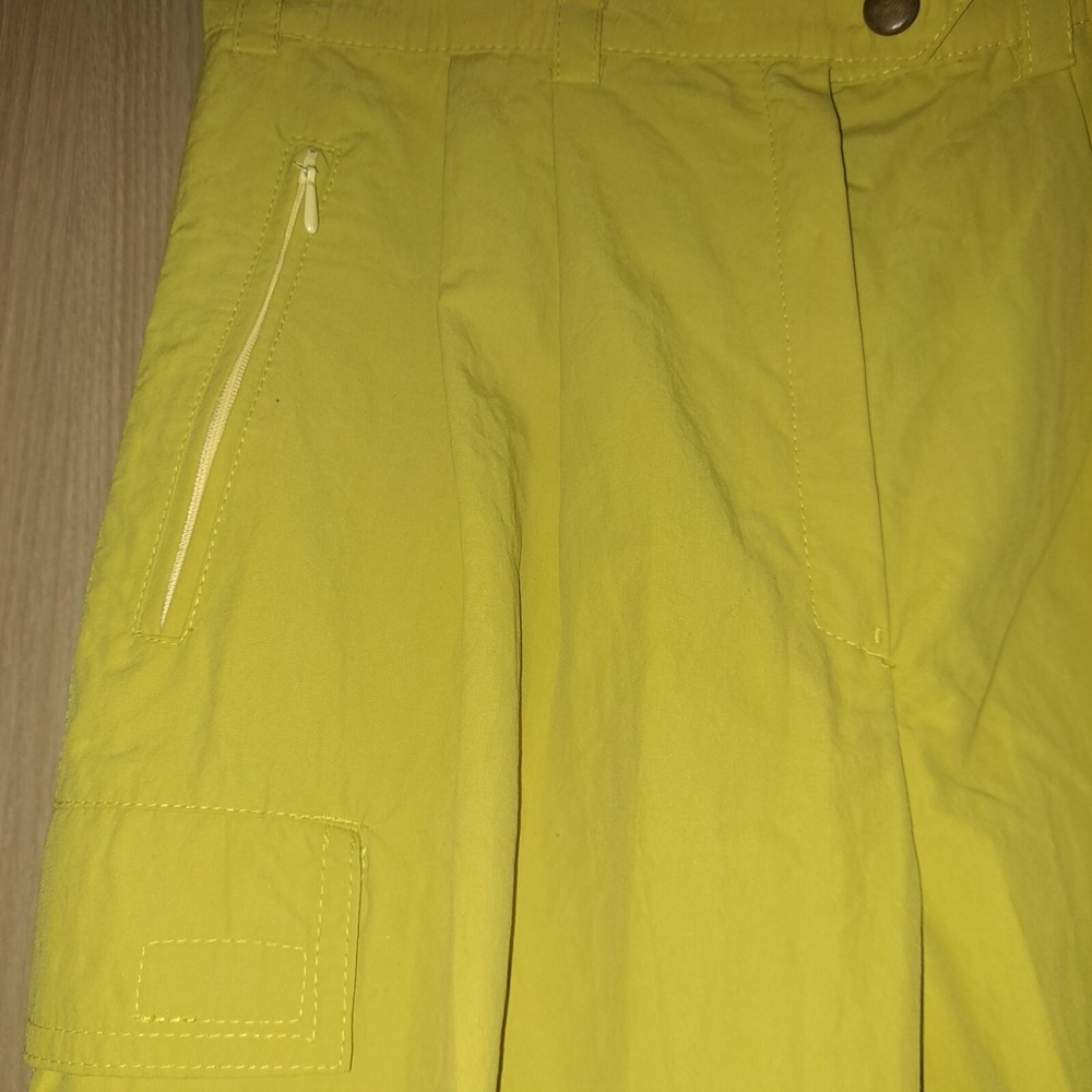 Vintage Cargo Capri Pants lime Tan Zip Pockets Relaxed Fit Women's‎ Size M - Picture 6 of 13